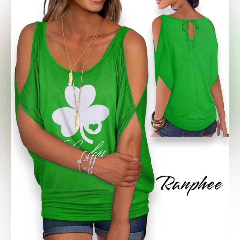 Medium NWT Ranphee Womens Summer Cold Shoulder Tops Short Sleeves T-Shirt L